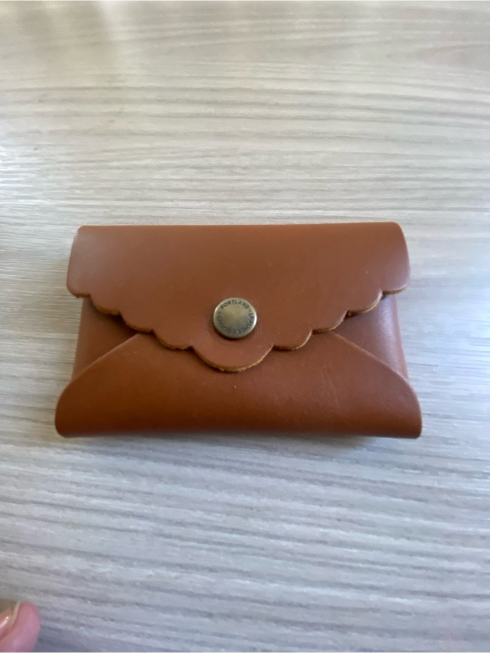 Portland Leather Co. full grain cognac leather antique brass closure